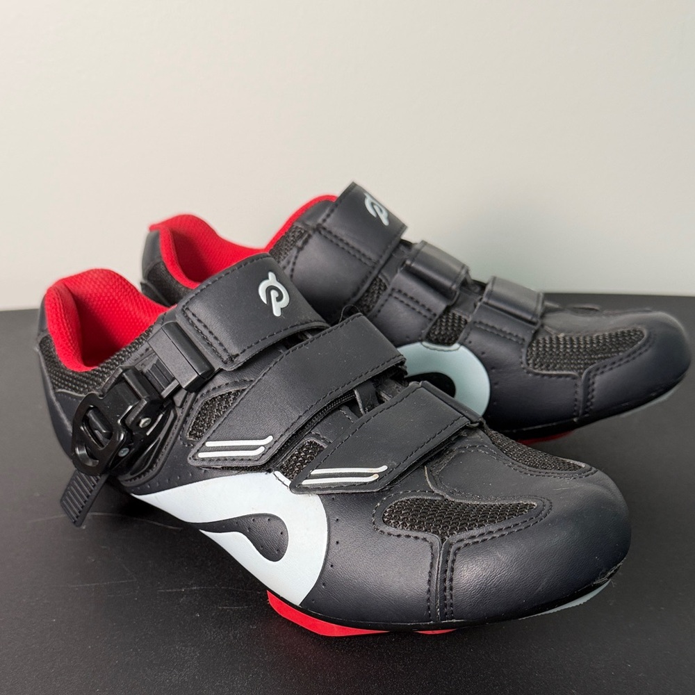 Peloton Black, Red & White Women's Road Cycling Shoes
